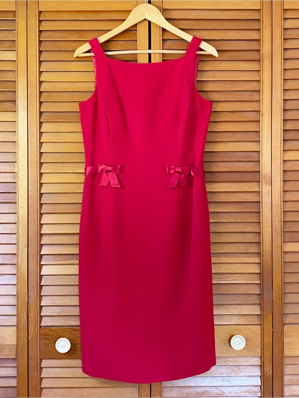 Vintage Dressbarn Dress Women's Size 8 Y2k Red Bows Coquette Preppy Sleeveless